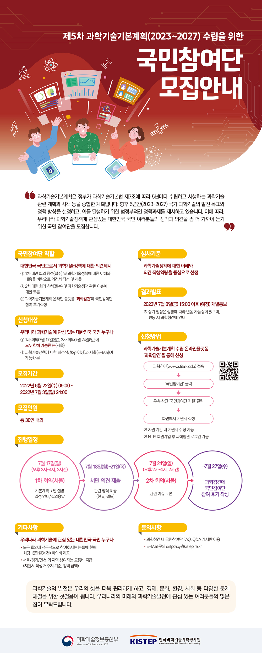 제5차 과학기술기본계획 수립 '국민참여단' 모집 포스터