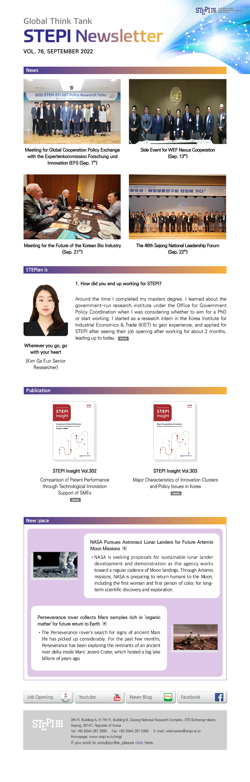 Stepi Rohi STEPI News > Newsletter